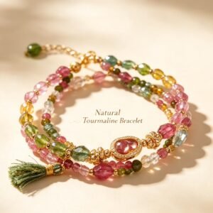 Rainbow Tourmaline + Metal Bracelets – Ethnic, Chinese style