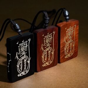 Nine-Syllable Mantra Lightning-struck wood Necklaces – Chinese style