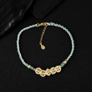Pearl Braided cord + Silver-plated Bracelets – Chinese style, Vintage