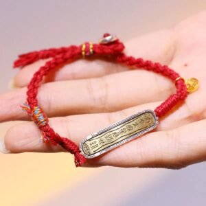 Red Cord Braided cord + Silver-plated Bracelets – Vintage