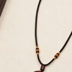 Natural Lightning-Struck Jujube Wood Taiji Peace Button Pendant - Hand-Carved Yin-Yang Necklace