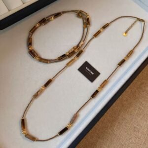 Maillard Vintage Tiger Eye Wood Bead Necklace - 2026 New Luxe Fall/Winter Layering Sweater Chain